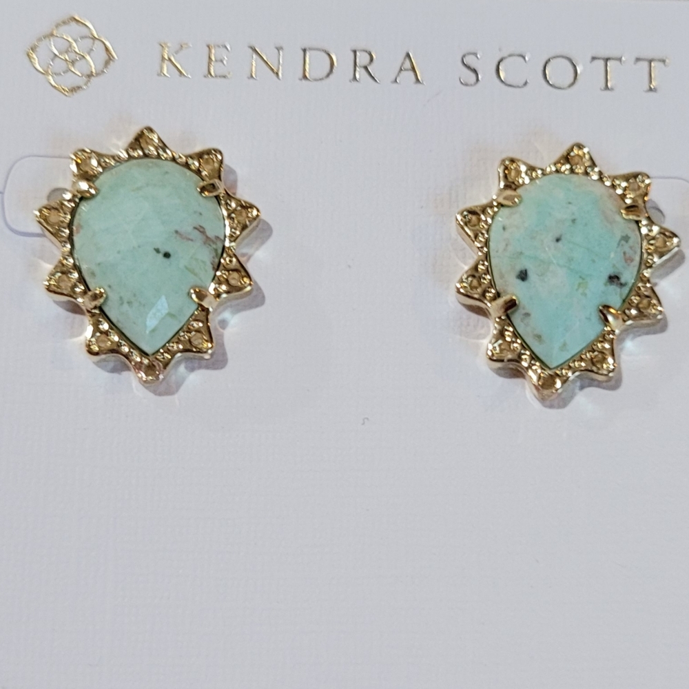 Kendra Scott Custom Chrysocolla Stud Earrings in Gold
